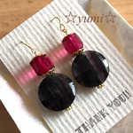 四角と丸のアンティークピアス
