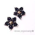 ブラックビーズの星ピアス♡＋100円イヤリング変更可能♡星好きさんに☺︎☆ 