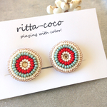 ビーズ刺繍のサークルモチーフイヤリング