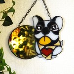 ステンドグラス　鏡　ちょっと見ラー　犬　フレンチブルドッグ　A2