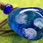 ３匹のちび海月のガラスチョーカー☆とんぼ玉[ｍ170201]