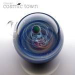 【cosmic town】1点物 宇宙モチーフガラスペンダント / ネックレス  ギフトボックス & 鹿革紐付【オパール入り】