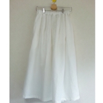 ベルギーリネン　ギャザースカート(white)