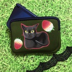 送料無料●黒猫の3DSケース④●ポーチ●絵●絵画●アート●イラスト
