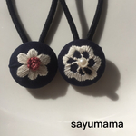 再販♡kids♡刺繍くるみボタンのヘアゴム