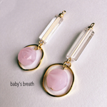 大ぶりイヤリング（ピアス）クリア×ピンク