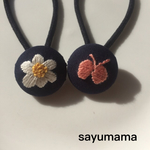 ♡kids♡刺繍くるみボタンのヘアゴム