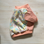 M/丈長め★スイートガーデン柄の長袖Tシャツ★フレンチブル、フレブル、犬の服
