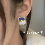 ＊jasper＊刺繍×ビーズ スクエアピアス《送料無料》