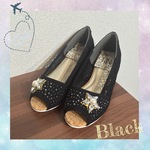 【M/L/LL】3.5cmヒールスタービジューアレンジパンプス/ブラック