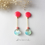  水彩スティックピアス/イヤリング        さくらんぼ