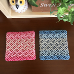 送料無料☆こぎん刺し☆ハンドメイド♪グラデーションコースター2枚組