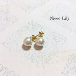 ＜ホワイト８mm＞キャッチで遊ぶ♡1粒コットンパールのピアス