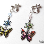 【再販】maki様専用　切り絵イヤリング　蝶と花