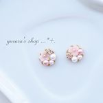 ☆188小さな春色お花のビジューピアス    