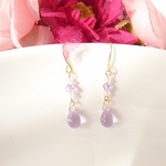 再販☆淡いパープル雫のピアス