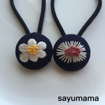 再販♡kids♡刺繍くるみボタンのヘアゴム