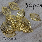 送料無料 ★ メタルパーツ　リーフA型ゴールド 30pcs  2-V  