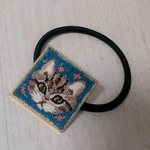 茶トラ猫刺繍ヘアゴム