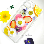 SALE！フルーツとビオラの押し花iPhoneケース