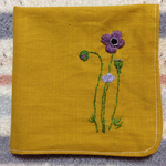 コットンの刺繍ハンカチ☆アネモネ