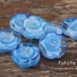 marble blue * flower テーブルカット チェコビーズ 5個