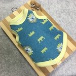 王様ライオン＆ボーダー♡裏起毛タンクトップ　ブルー
