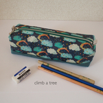 ラミネート×帆布のペンケース【リバティにターコイズ】