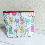 USAコットン カラフルメルヘン猫 ポーチ