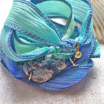 古代ローマングラスのシルクリボンブレス（bahama)