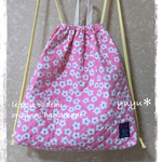 ナップサックＭ【お花・ピンク】ランドセルの上から背負える◎体操服袋◎お着替え袋◎