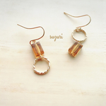 再3❤️琥珀色アシンメトリーピアス
