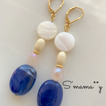大ぶり天然石シェルアクリルビーズピアス/イヤリング