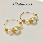 セール中✴︎コットンパール  ゴージャス フープピアス ✴︎