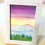 水彩画  むらさき富士山