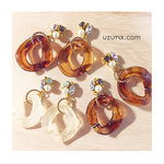 再販▼大振りホワイトringピアス/イヤリング