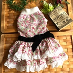 ラスト1着！U／Shiho《Sサイズ現品限り》ピンク系小花柄の春ワンピース犬服