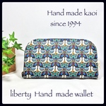 開運！干支！酉柄！リバティ ラウンド長財布  ラミネート Strawberry Feast   White&Navy 