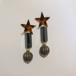 星のべっ甲カボション 大ぶりピアス イヤリング