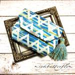 nappachai様  オーダー品  ✾ミニ財布✾コインケース タッセル付き♡ジグザグネイティブ柄ブルー