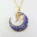 〖送料無料〗cream milky blue jewel moonネックレス