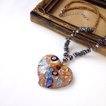 【限定品！】ベネチアンガラス風ハートモチーフ&淡水パールサザレ☆ボリュームタイプ