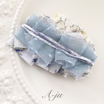 Spring flowerのミルフィーユりぼんバレッタ(アイスブルー)