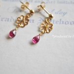 gold flower ピンクトルマリン　ピアス