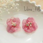 春ピンクの紫陽花ピアス*:..｡♡