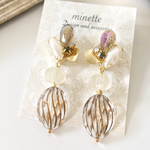 パール&クリスタルチャームピアス