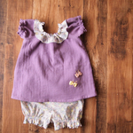 【80】【パープル】ちょうちょのスモック❁セットアップ