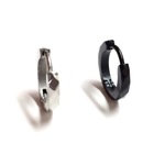 サージカルステンレス製ダイヤカットフープピアス/シルバー＆ブラック
