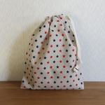 給食袋　コップ袋　巾着袋　星・スター柄　生成り×ネイビー×レッド
