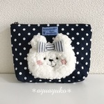 リボンくまちゃんのキルティングポーチ♡
